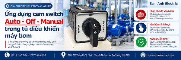 Ứng dụng cam switch Auto-Off-Manual trong tủ điều khiển máy bơm
