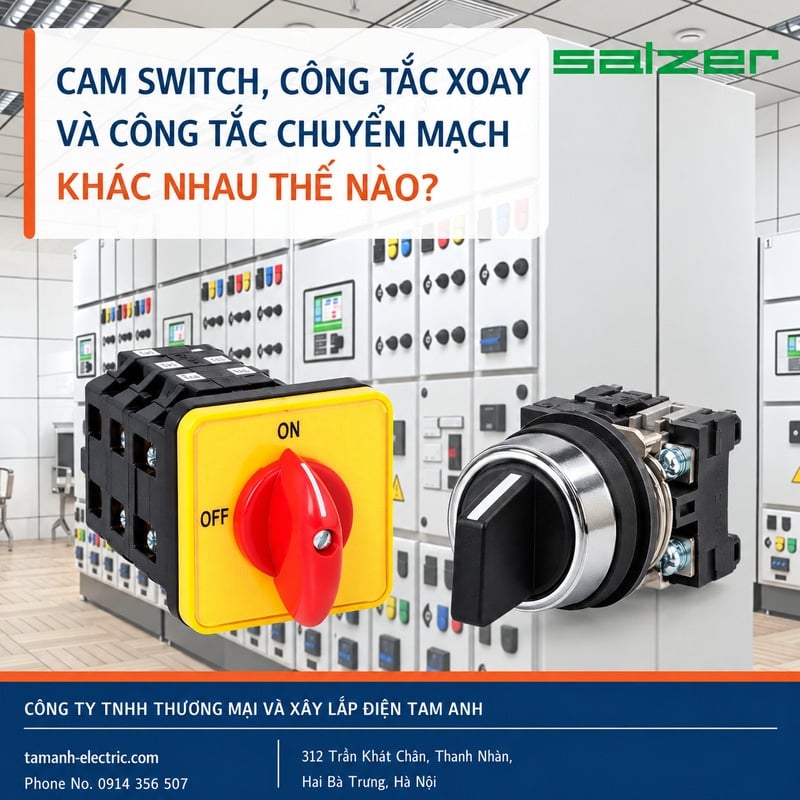 Cam switch, công tắc xoay và công tắc chuyển mạch khác nhau thế nào?