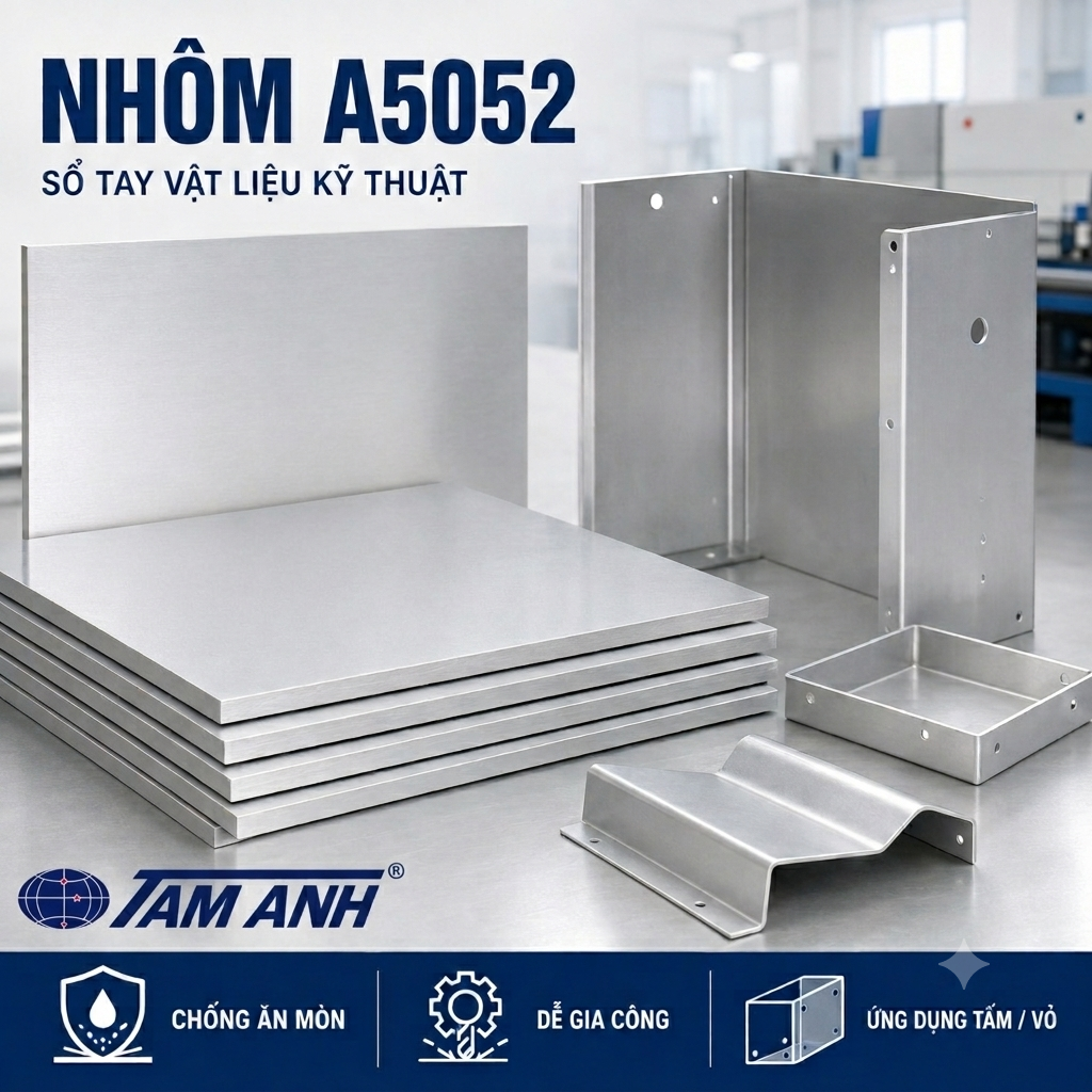 ⚡ Nhôm A5052 là gì? Hợp kim nhôm–magie bền, chống ăn mòn tốt