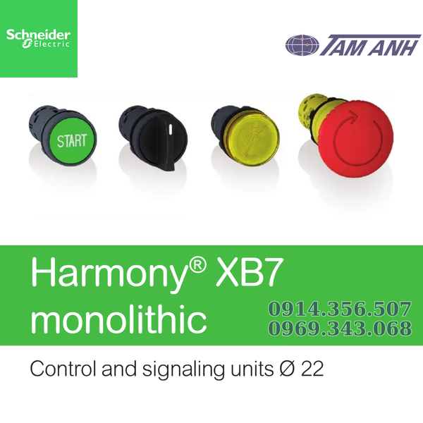 Bảng giá Đèn báo & Nút nhấn Schneider (T1/2025) – Harmony XB7 & Easy Harmony XA2