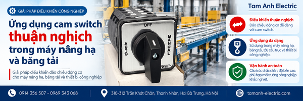 Ứng dụng cam switch thuận-nghịch trong máy nâng hạ và băng tải