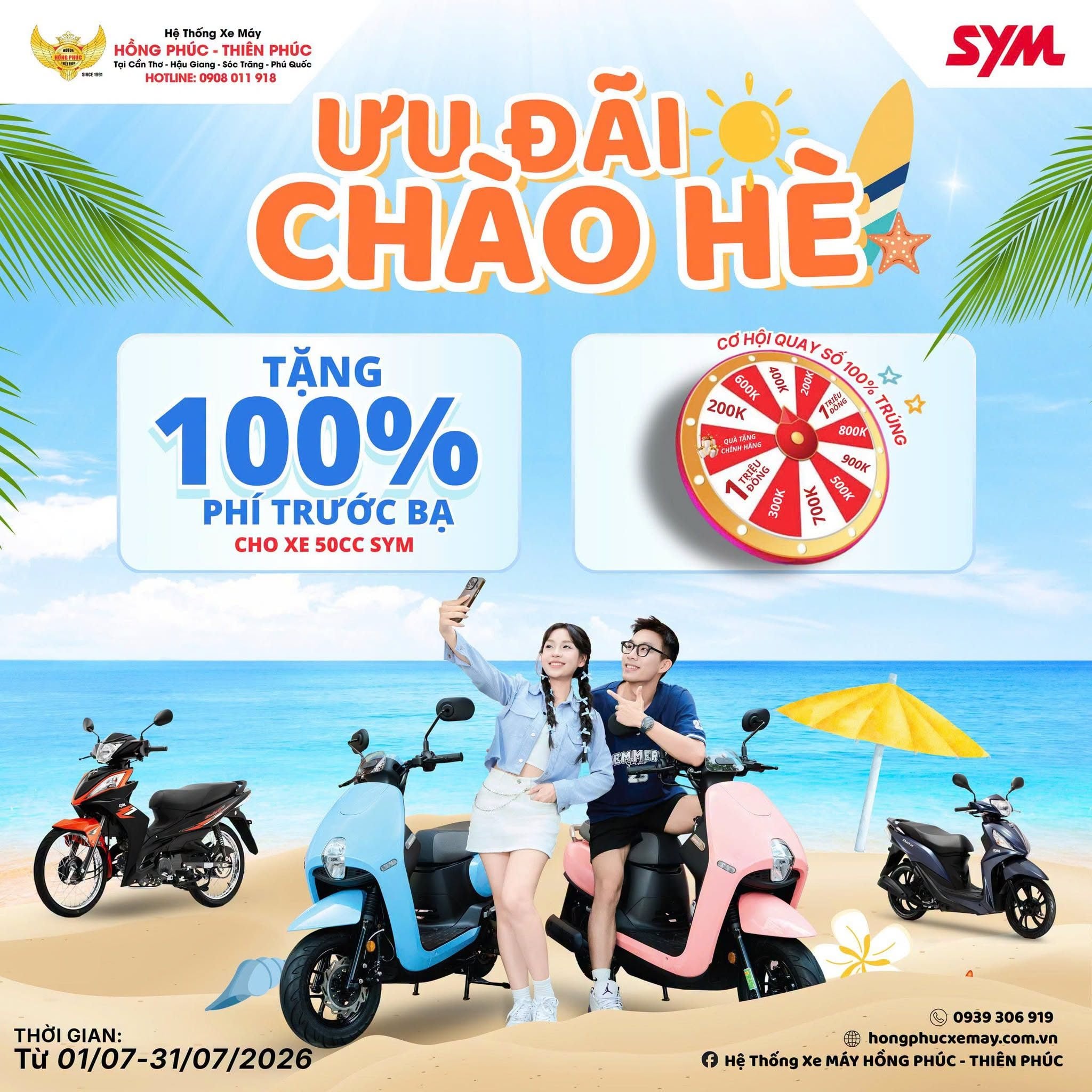 🌞 ƯU ĐÃI CHÀO HÈ – RINH XE SYM 50CC, NHẬN QUÀ CỰC MÊ! 🛵🎉