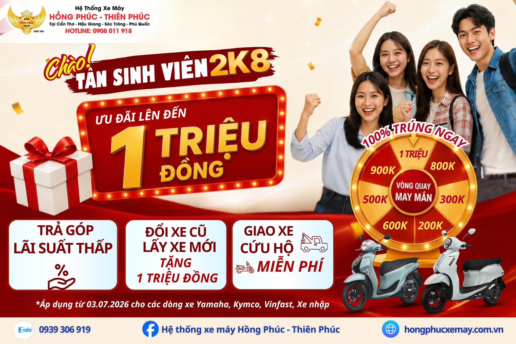 🎓 CHÀO TÂN SINH VIÊN 2K8 – RINH XE NGAY, NHẬN ƯU ĐÃI ĐẾN 1 TRIỆU ĐỒNG! 🎉