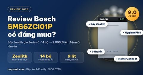 Review máy rửa bát Bosch SMS6ZCI01P: sấy Zeolith giá Series 6 có đáng mua?