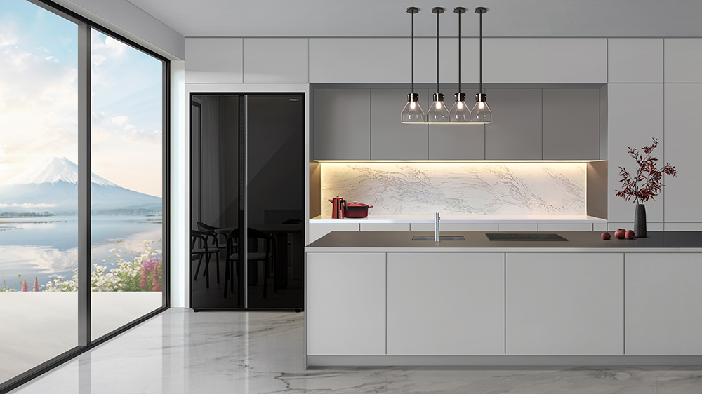 Hitachi Skyline Series Glass Black Side by Side Refrigerator