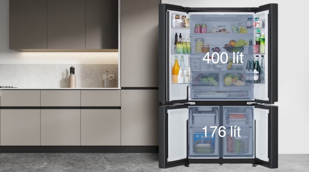 Dung tích ngăn đá và ngăn lạnh LG LFD58BLMAI