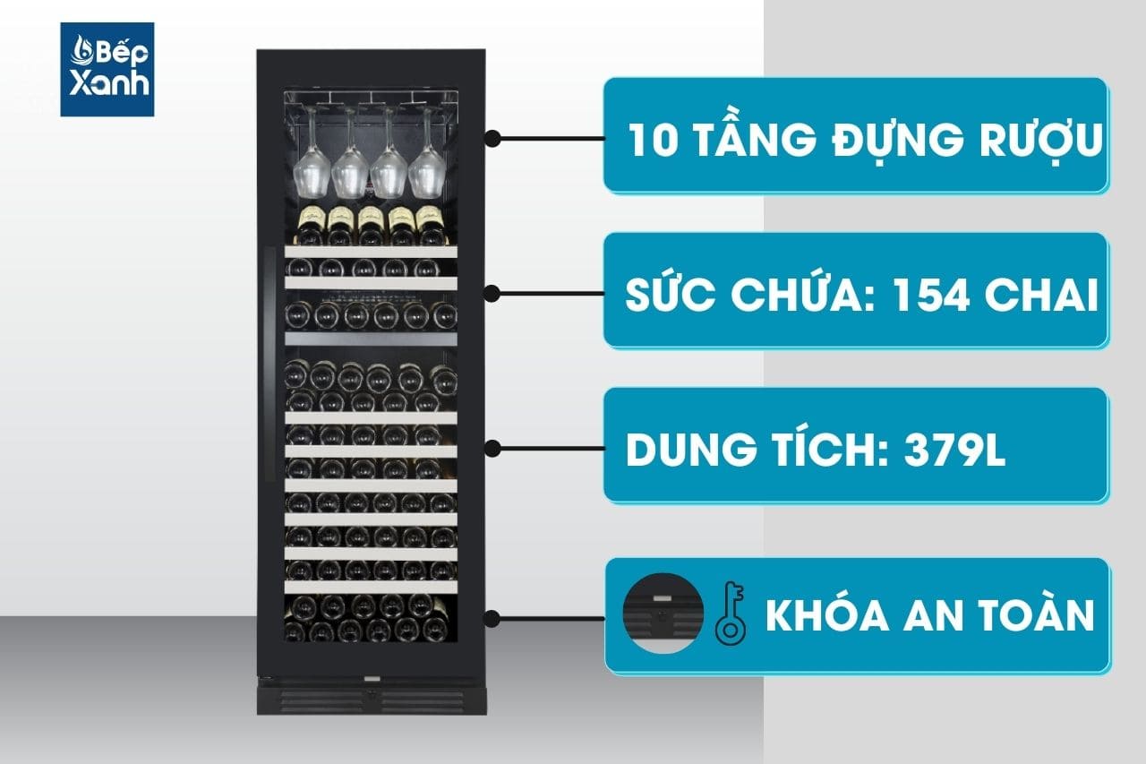 Dung tích sức chứa 154 chai rượu
