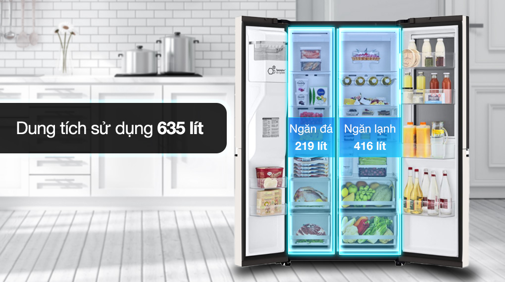 Dung tích ngăn đá và ngăn lạnh LG GR-X257BG