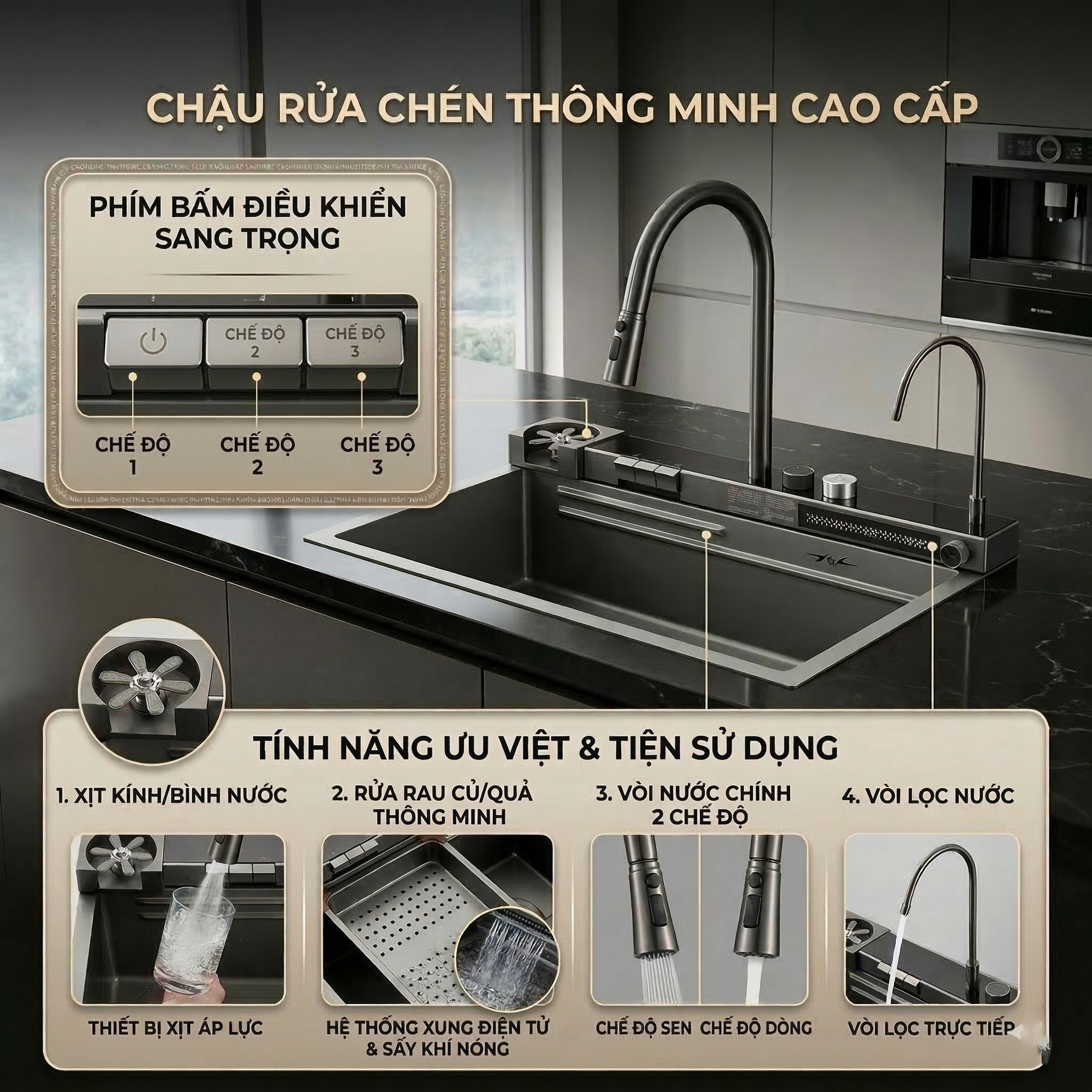 Thiết kế chậu rửa Ecalite ES-N2310WF-S