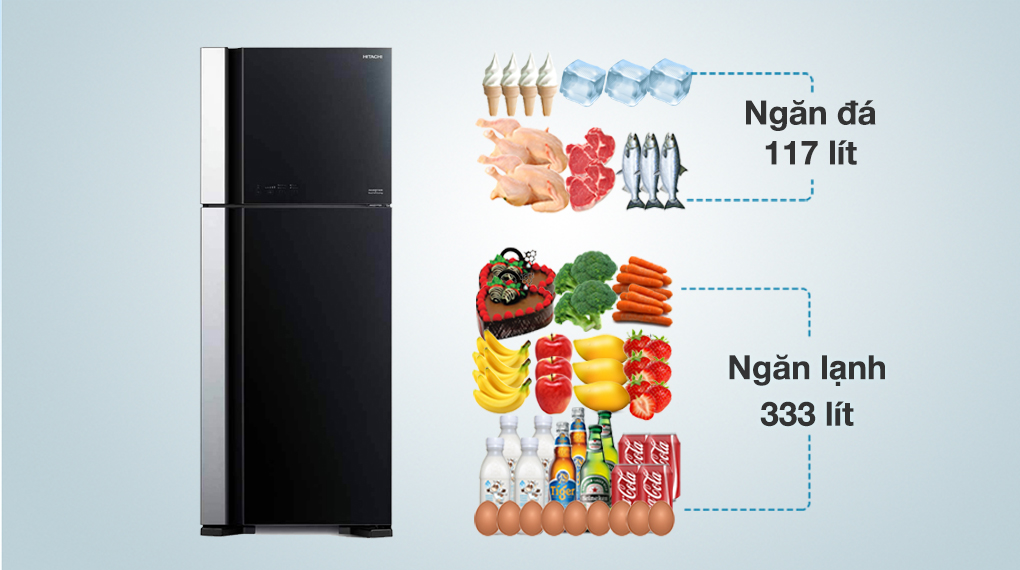 Tủ lạnh Hitachi Inverter 450 lít R-FG560PGV8X GBK - Dung tích phân bổ