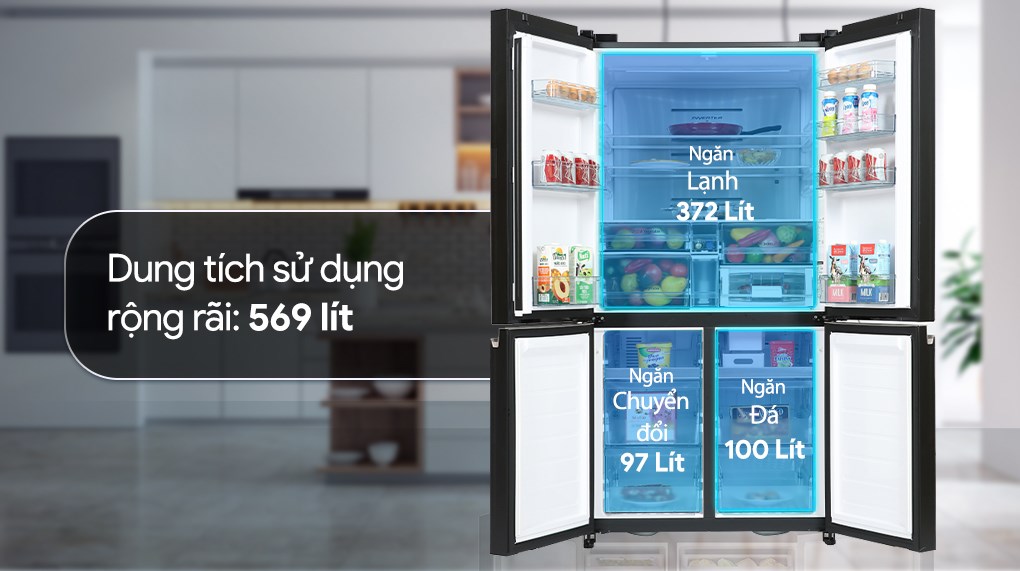 Tủ lạnh Hitachi Inverter 569 lít Multi Door R-WB640VGV0 GBK - Khối dung tích phân bổ