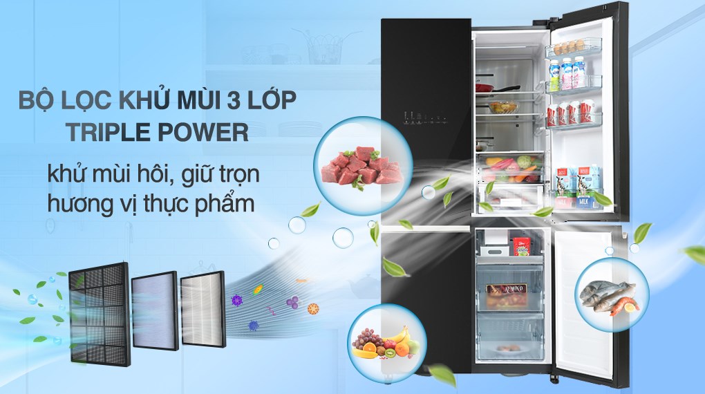 Tủ lạnh Hitachi Inverter 569 lít Multi Door R-WB640VGV0 GBK - Màng lọc kháng khuẩn Triple Power