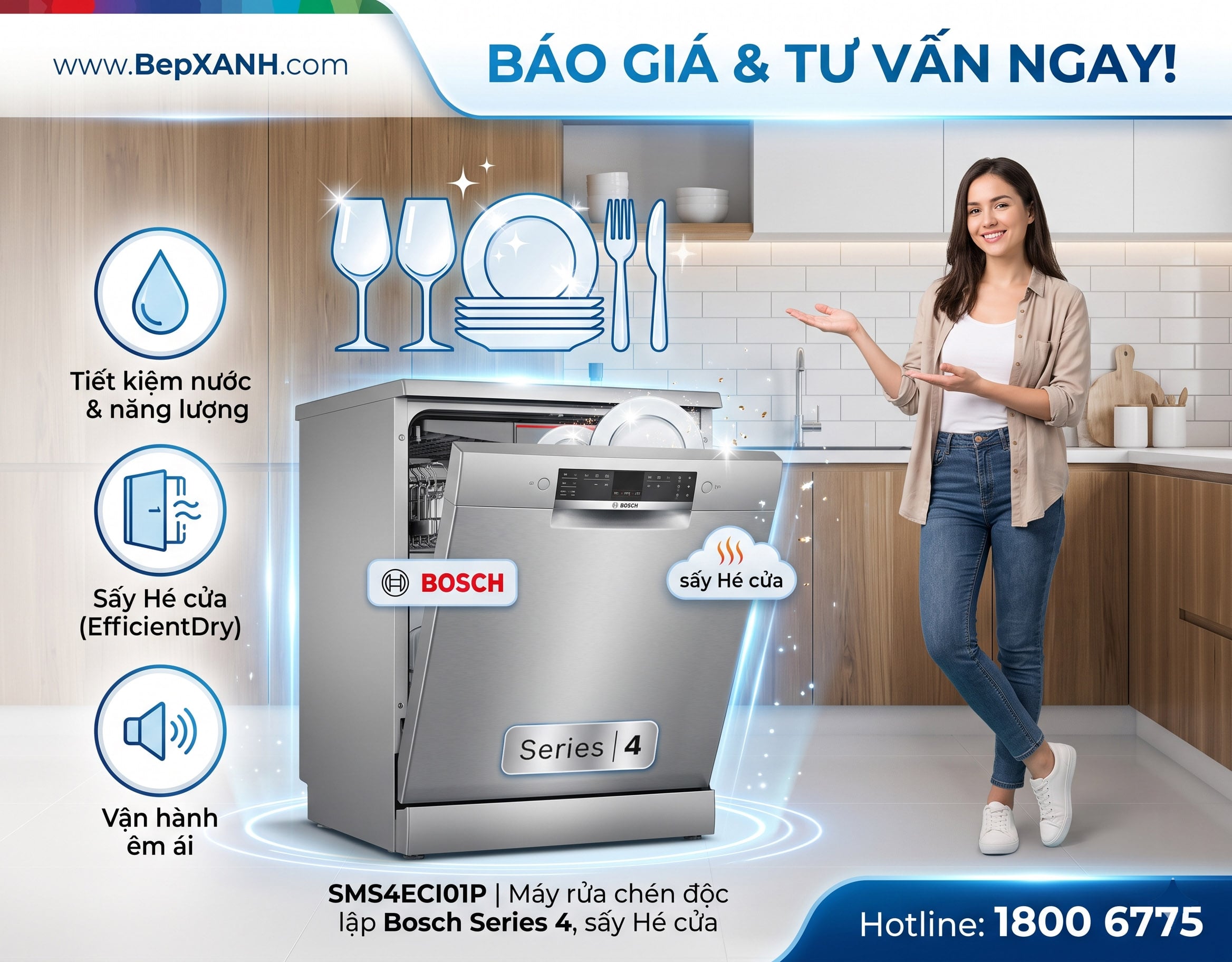 MÁY RỬA BÁT BOSCH SMS4ECI01P