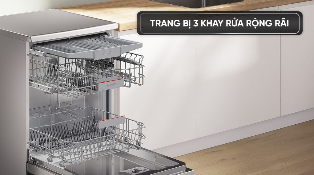 Máy rửa chén độc lập Bosch SMS4EVI04E - Hệ thống khay rửa linh hoạt