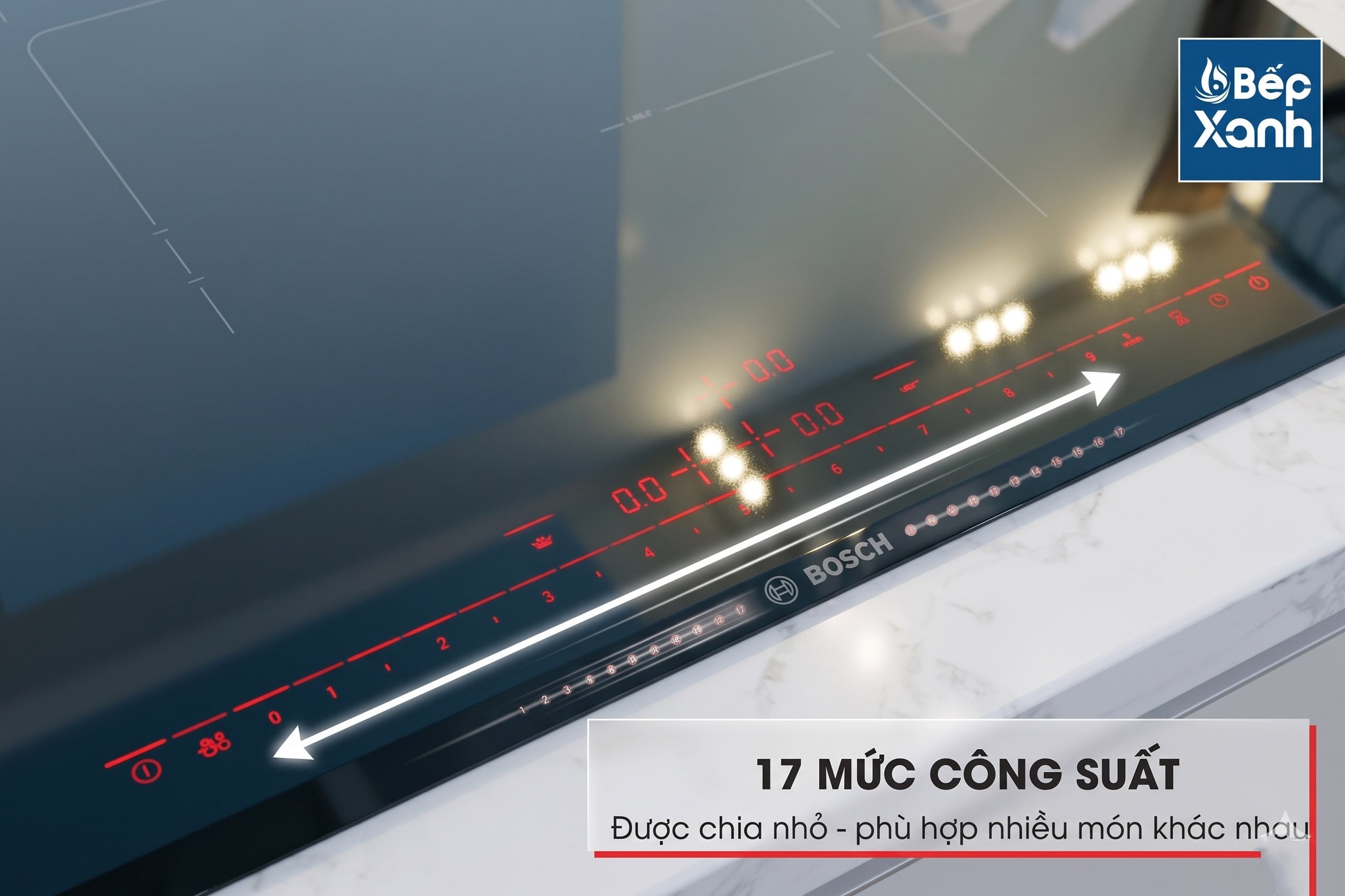 Bếp chia thành 17 mức công suất dễ lựa chọn