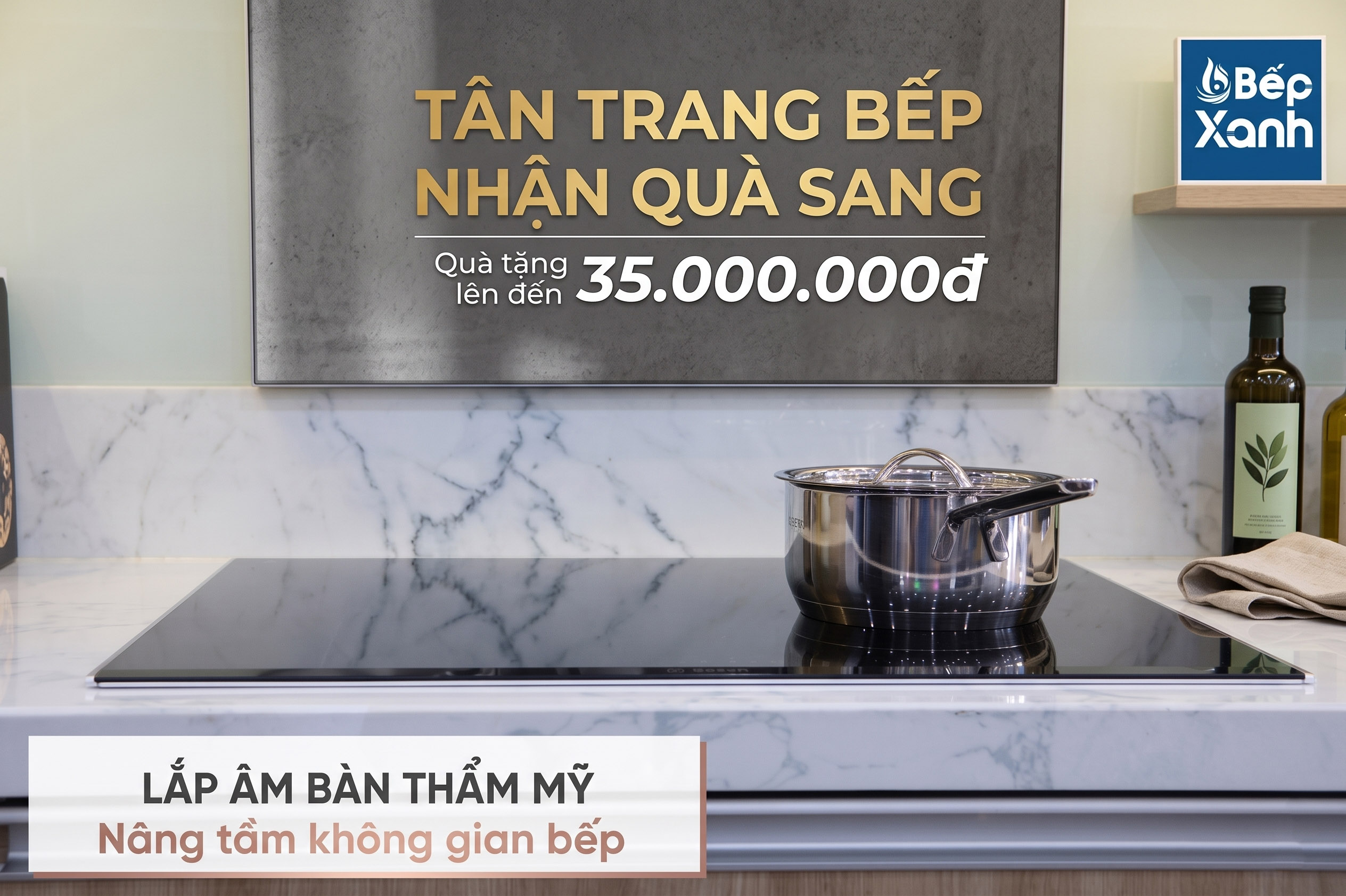 Bếp được lắp đặt âm bàn
