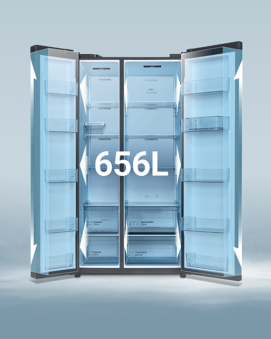Không gian lưu trữ dung tích lớn 656L
