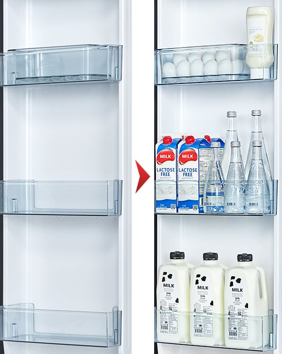 HRSN9713ESUVN – Tiện ích giàn kệ cửa siêu lớn và khay đá xoay cơ động tiện nghi