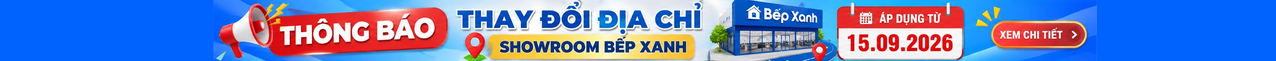 Thông báo thay đổi địa điểm showroom Bếp Xanh