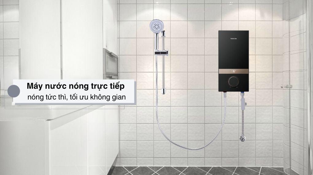Thiết kế mỏng nhẹ sang trọng màu đen của máy nước nóng Toshiba TWH-45EMCPVN(K)-CB