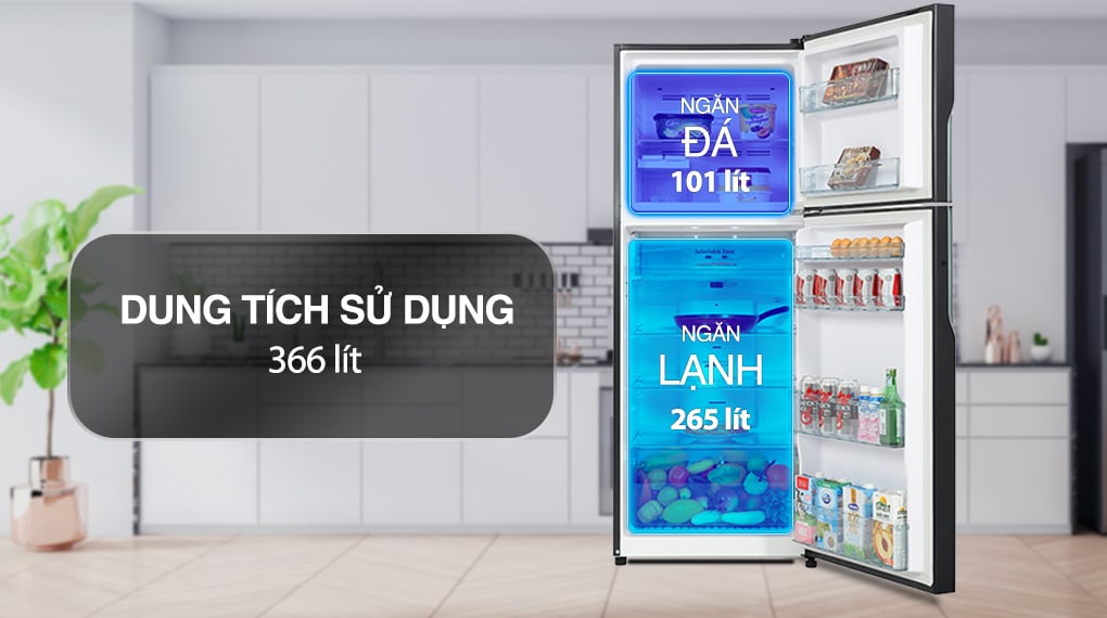 Tủ lạnh Hitachi Inverter 366 lít R-FVX480PGV9 GBK - Ngăn đá và ngăn lạnh Tủ lạnh Hitachi Inverter 366 lít R-FVX480PGV9 GBK - Ngăn đá và ngăn lạnh