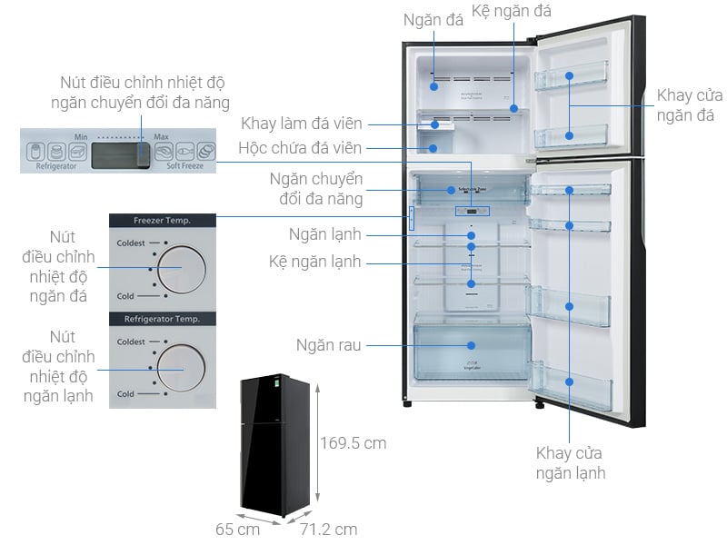 Tủ lạnh Hitachi Inverter 366 lít R-FVX480PGV9 GBK - Tổng quan lồng chứa