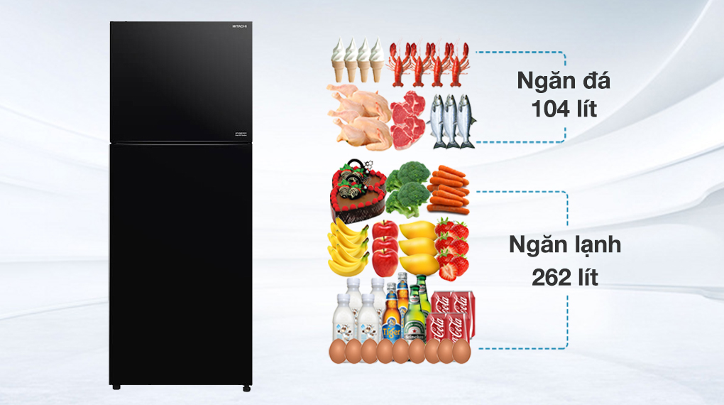 Tủ lạnh Hitachi Inverter 390 lít R-FVY510PGV0 GBK - Phân bổ thể tích