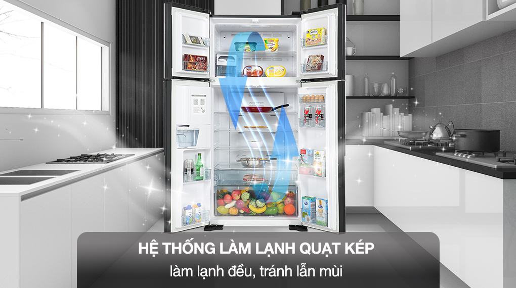 Tủ lạnh Hitachi Inverter 540 lít R-FW690PGV7 GBK - Công nghệ quạt kép độc lập