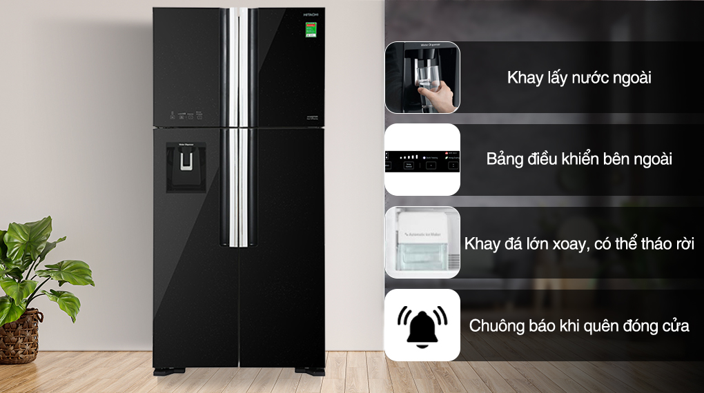 Tủ lạnh Hitachi Inverter 540 lít R-FW690PGV7 GBK - Vòi lấy nước ngoài và tiện ích cảm ứng