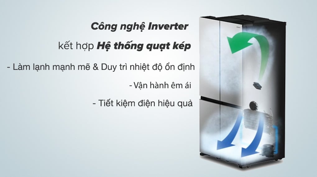 Tủ lạnh Hitachi Inverter 569 lít R-WB640VGV0X MIR - Tiết kiệm điện