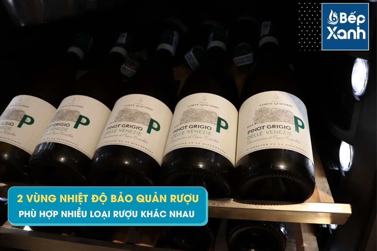 Tủ rượu Malloca có 2 vùng nhiệt độ