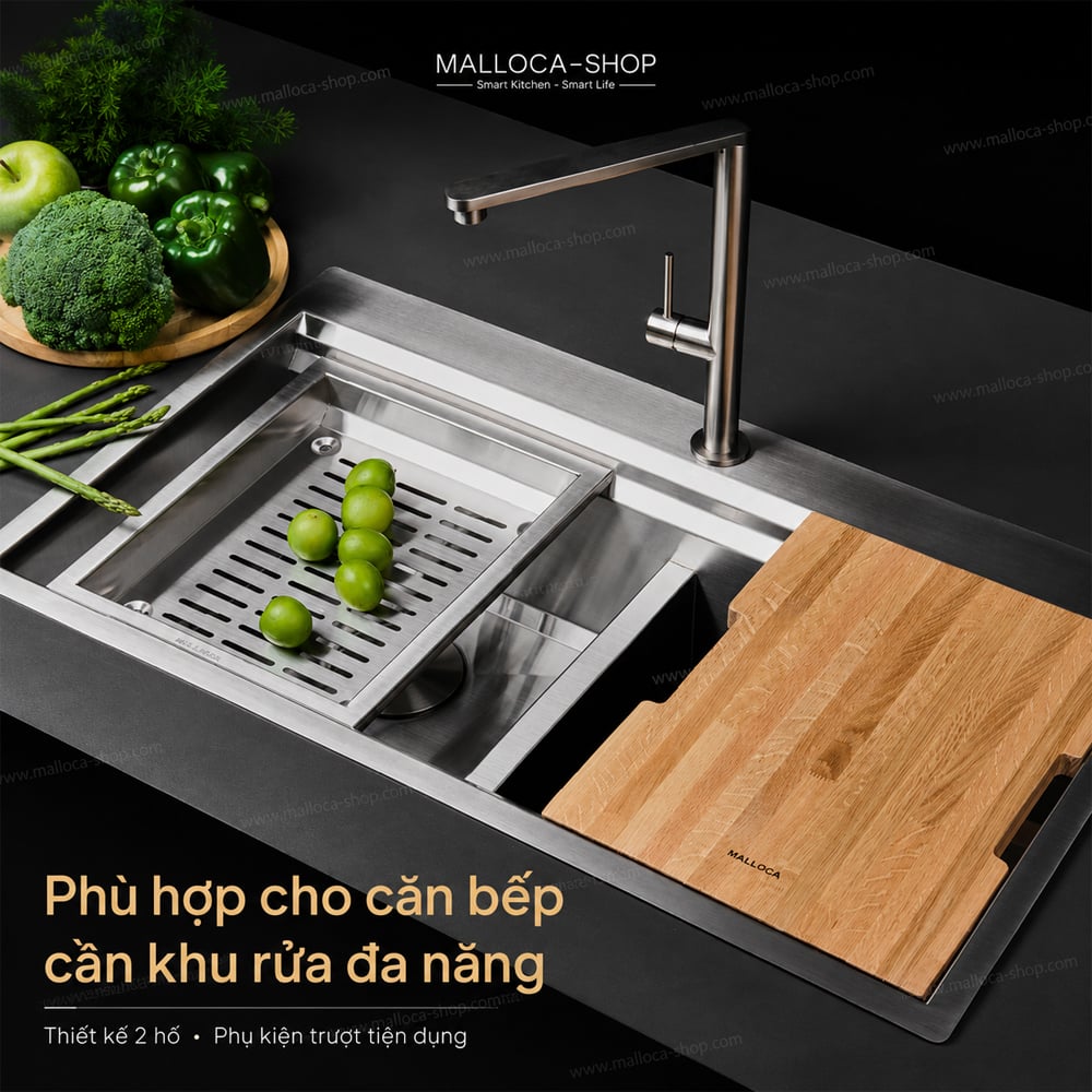 Chậu rửa chén Malloca Slide MS862 phù hợp cho căn bếp cần khu rửa đa năng