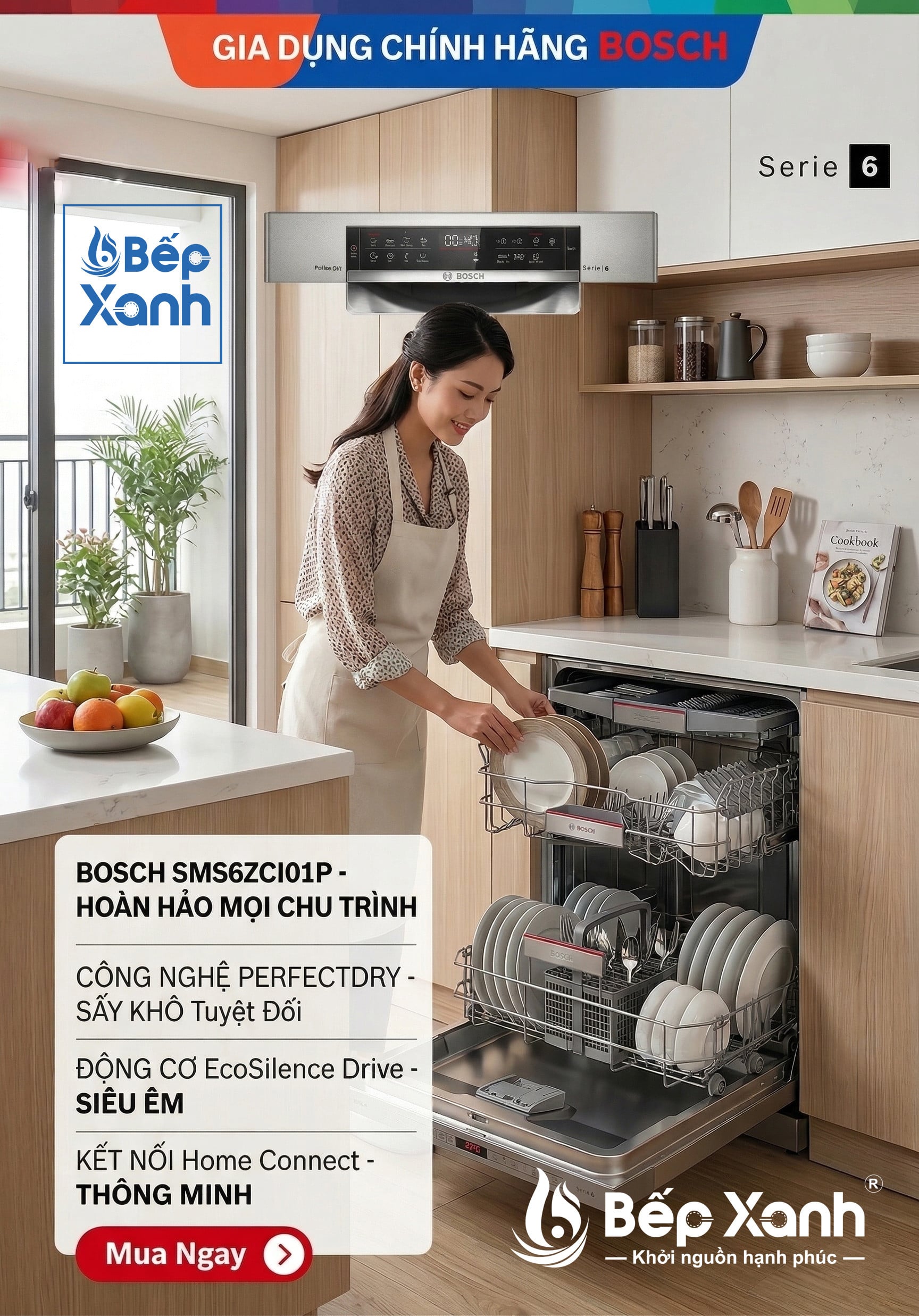 Thiết kế đẳng cấp của máy rửa chén Bosch SMS6ZCI01P