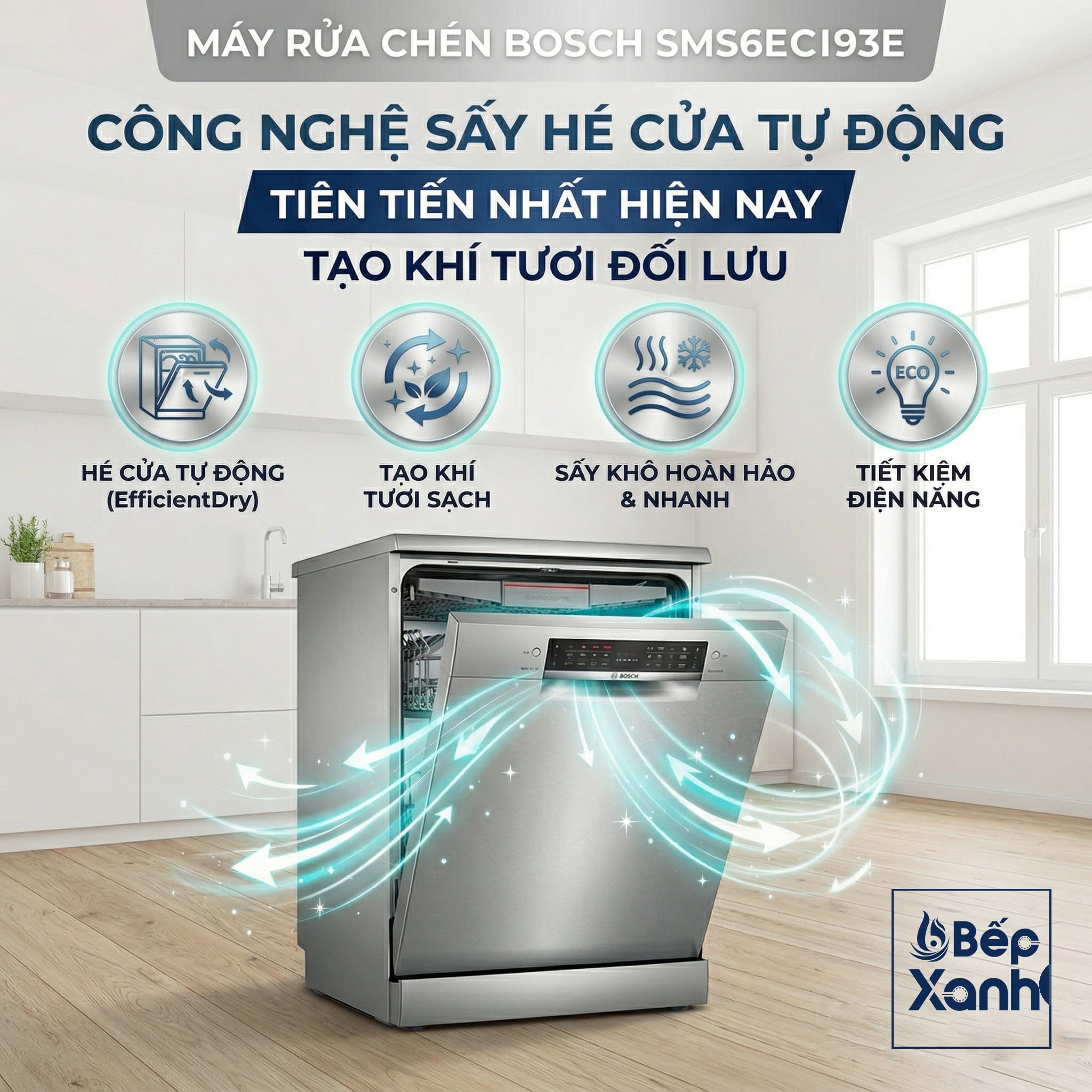 Công nghệ sấy hé cửa tự động EfficientDry