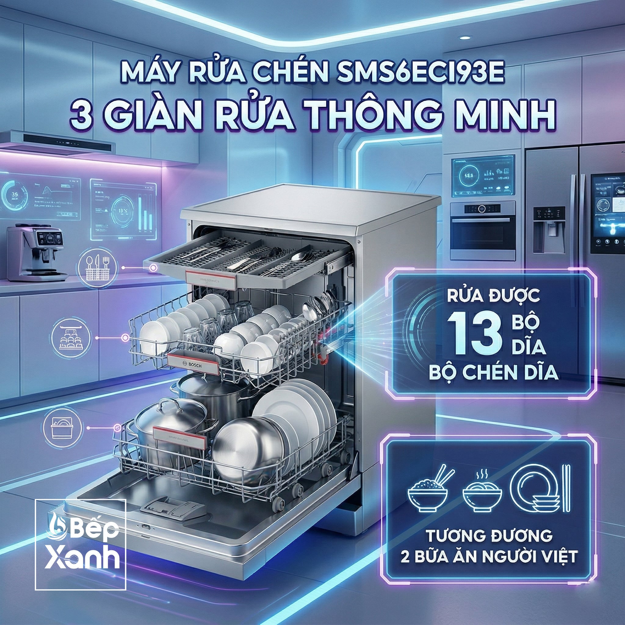 Hệ thống 3 giàn rửa thông minh