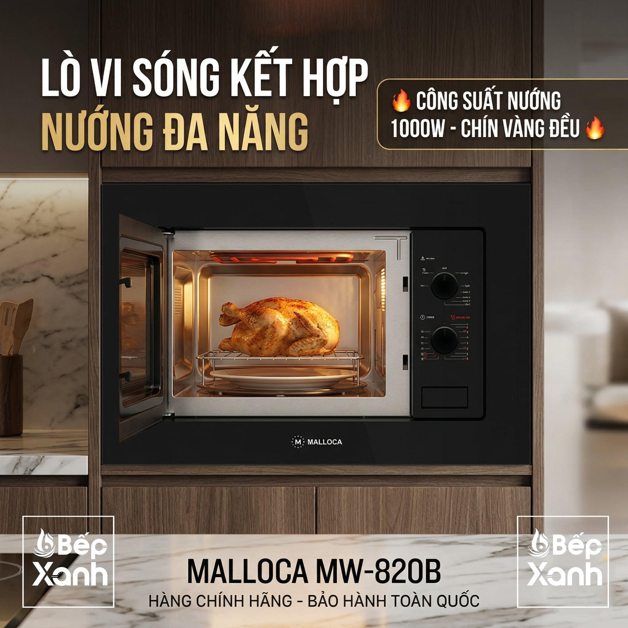 Bảng điều khiển núm vặn cơ Malloca MW-820B