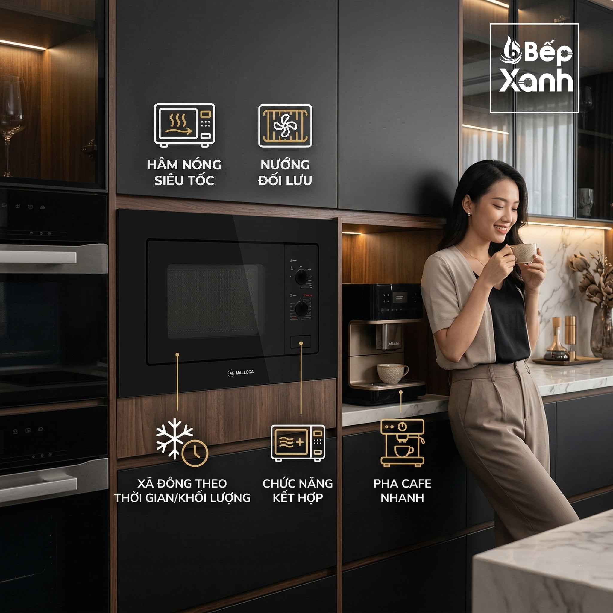 Chi tiết lò vi sóng âm tủ Malloca MW-820B 2