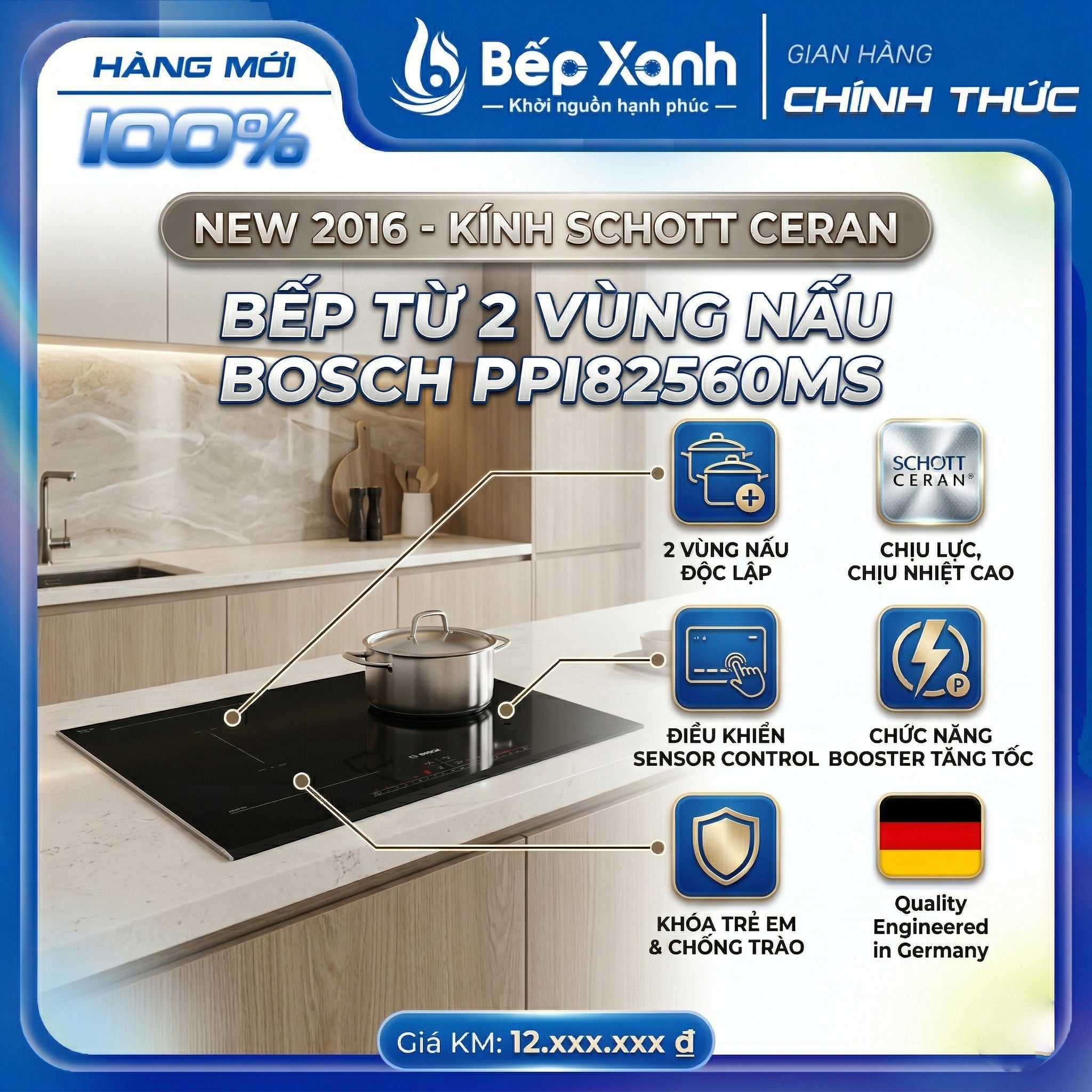 Bếp từ đôi Bosch PPI82560MS Series 8