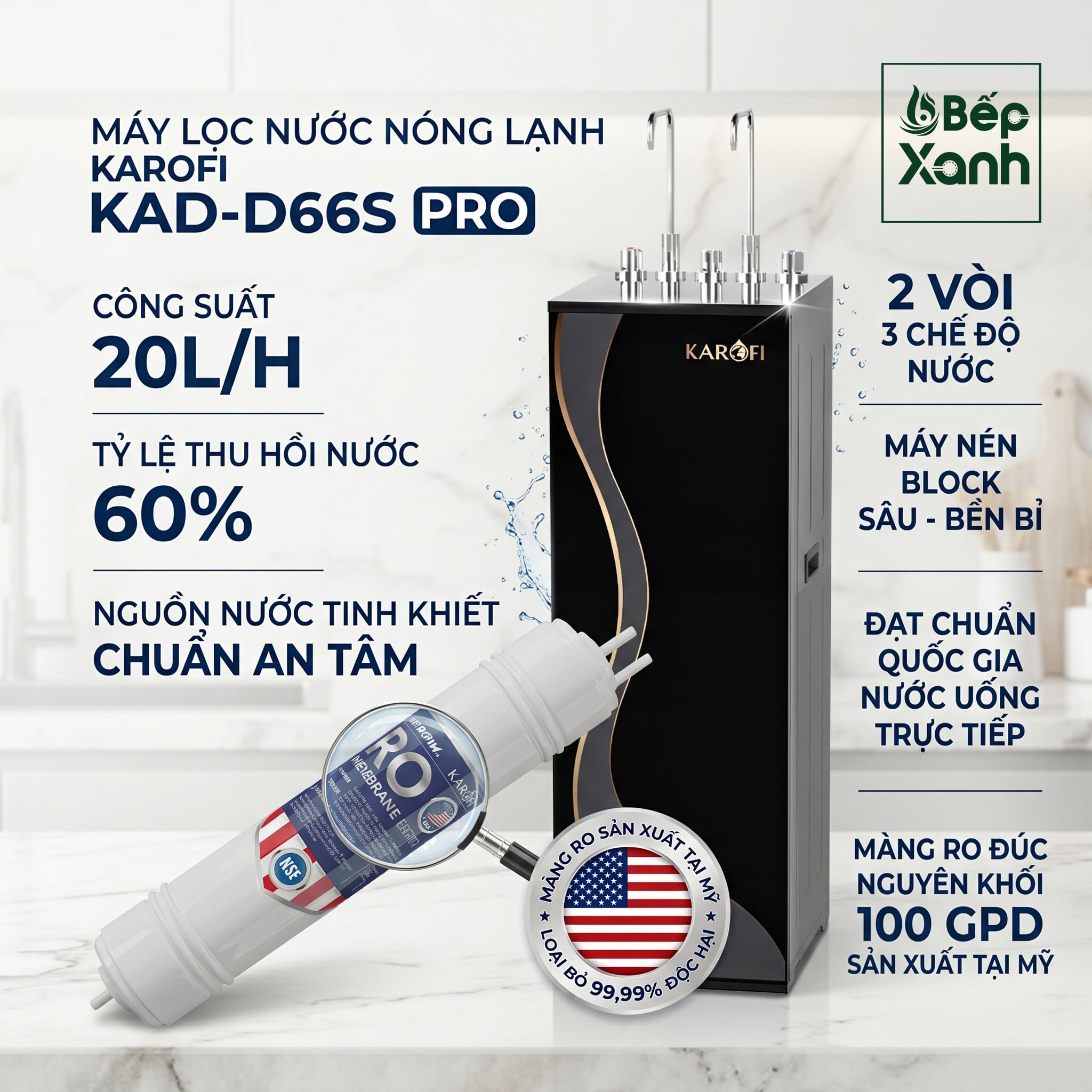 Màng RO Purifim chuẩn Mỹ trong máy lọc nước Karofi KAD-D66S PRO