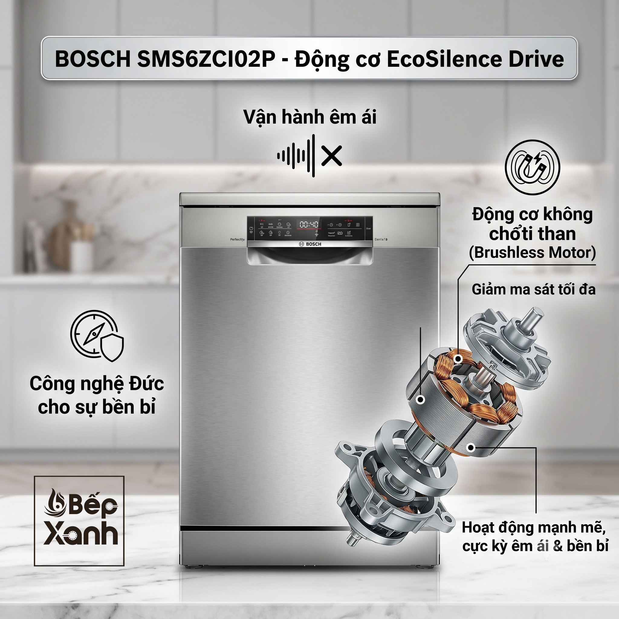 Động cơ không chổi than êm ái