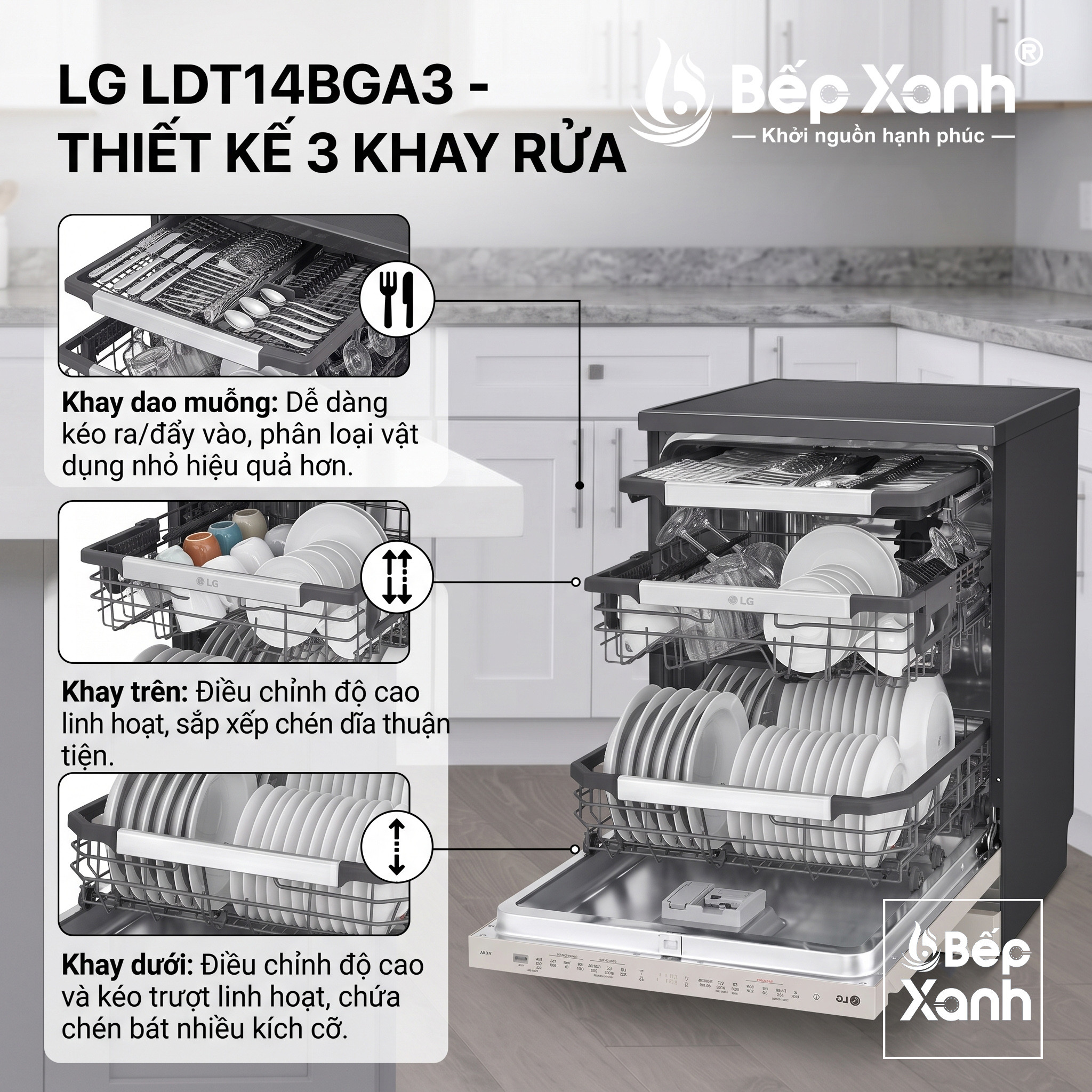 Thiết kế 3 giàn rửa lớn
