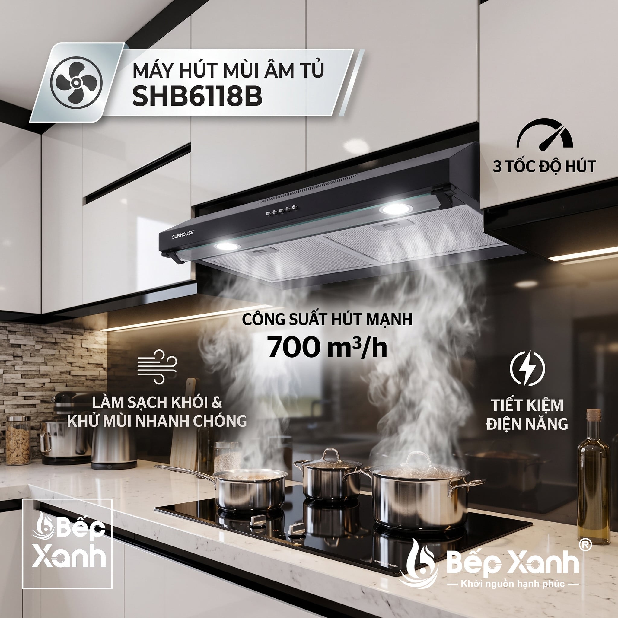 Công suất hút 700 m3/h