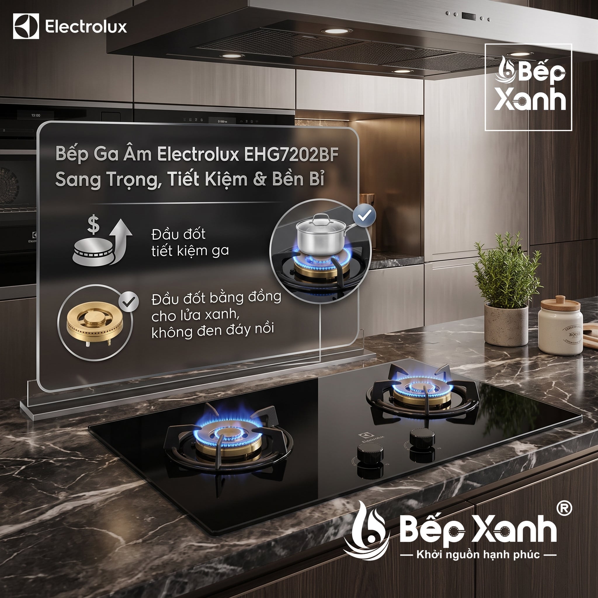 Mặt kính cường lực bếp ga Electrolux
