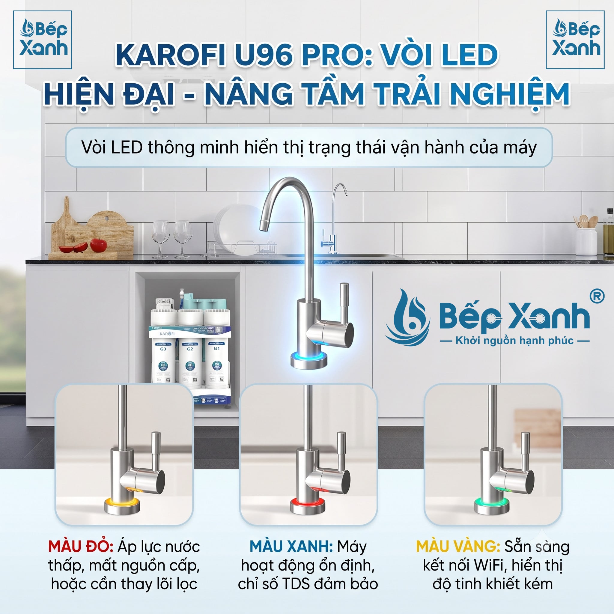 Máy lọc nước để gầm Karofi KAQ-U96 Pro tối ưu diện tích gian bếp