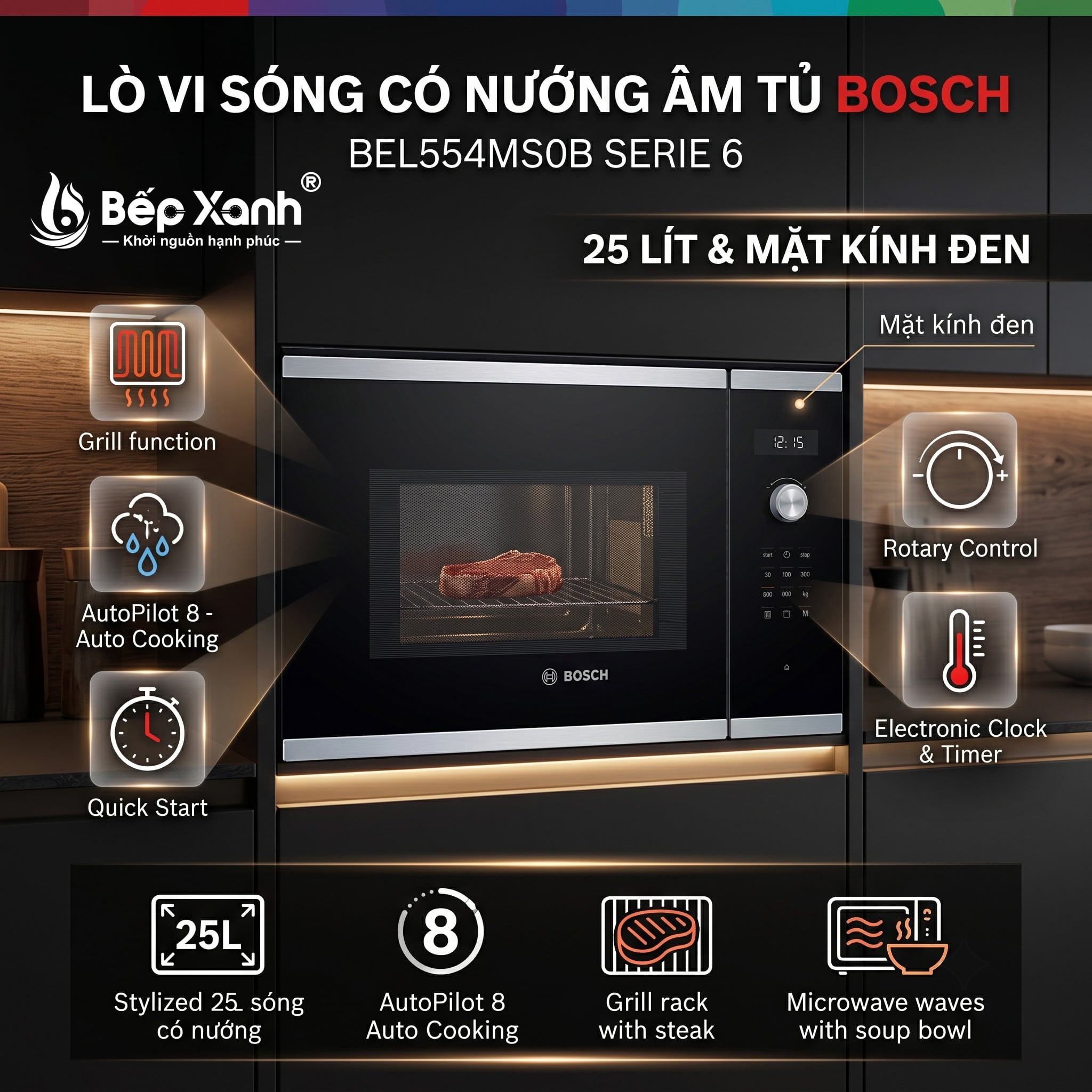 Kết hợp Vi sóng + Nướng Grill Function