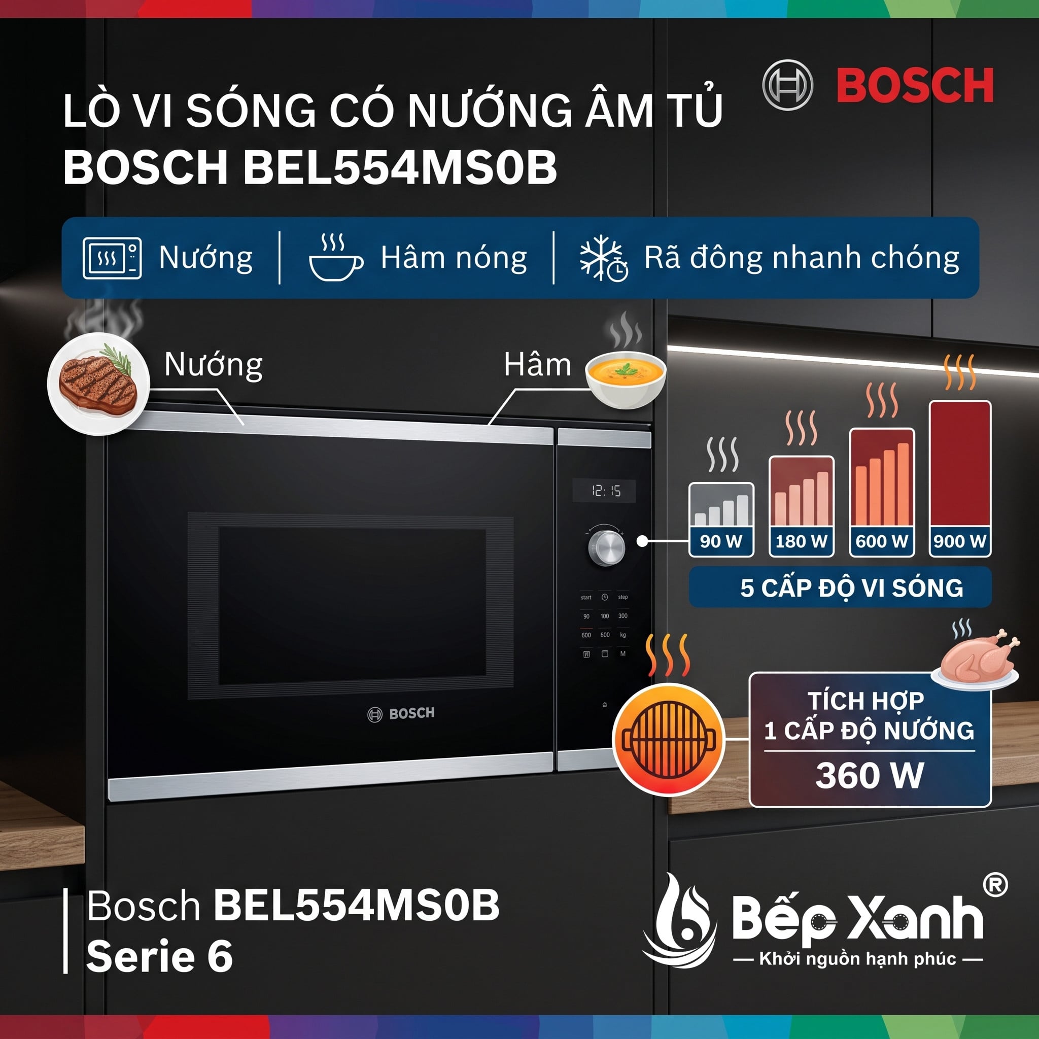 Lắp đặt lò vi sóng âm tủ Bosch BEL554MS0B