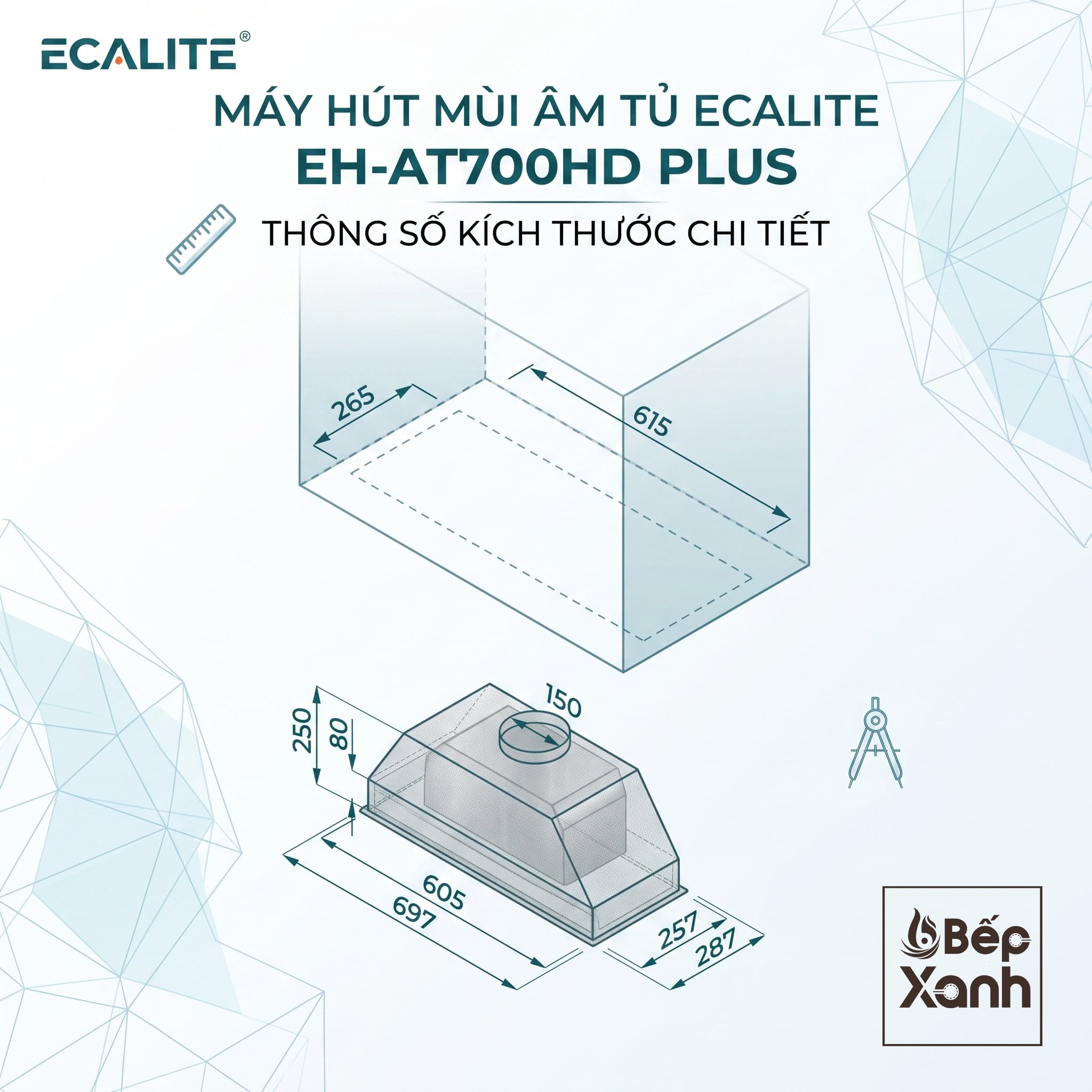 Kích thước lắp đặt chi tiết Ecalite EH-AT700HD PLUS