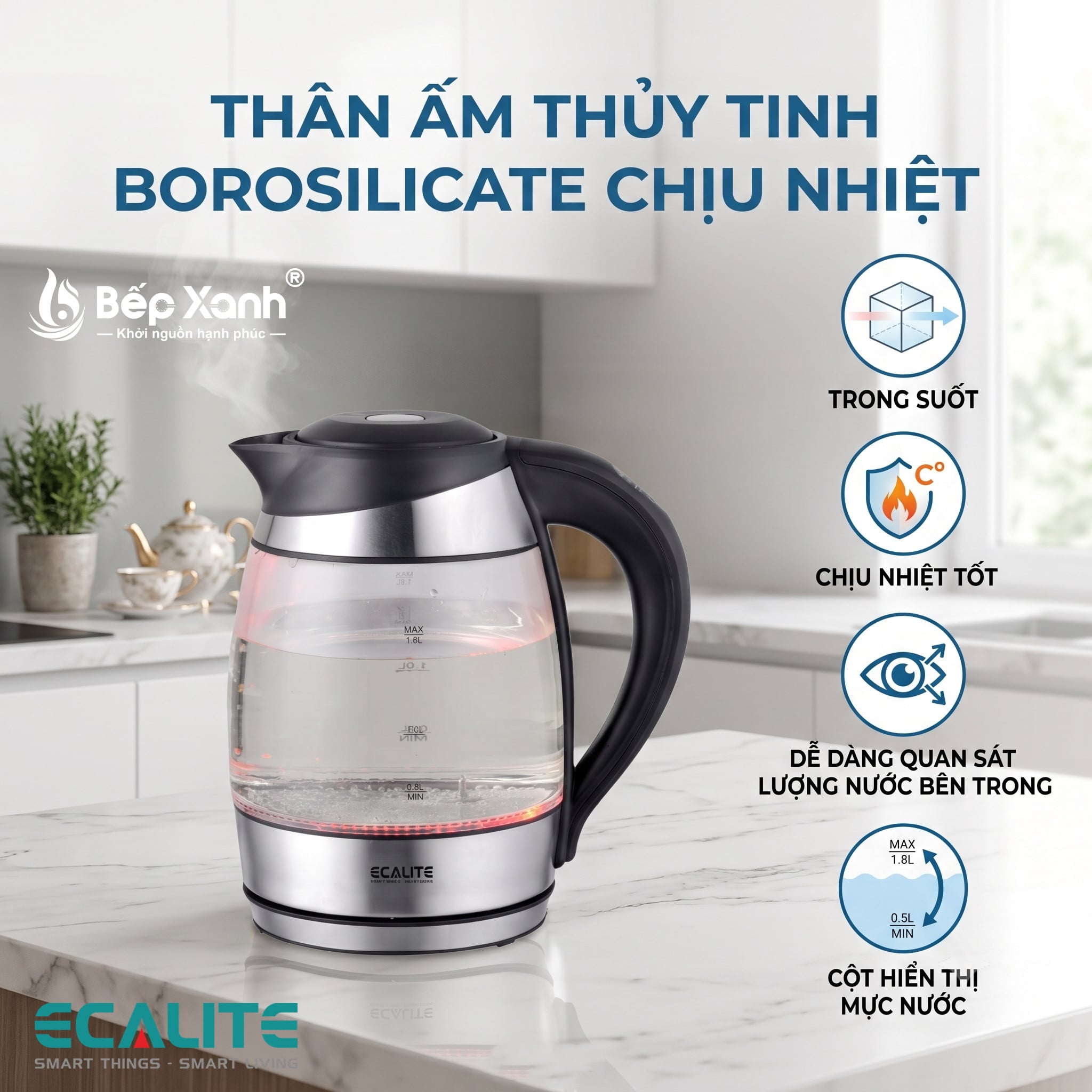 Thân ấm thủy tinh Borosilicate