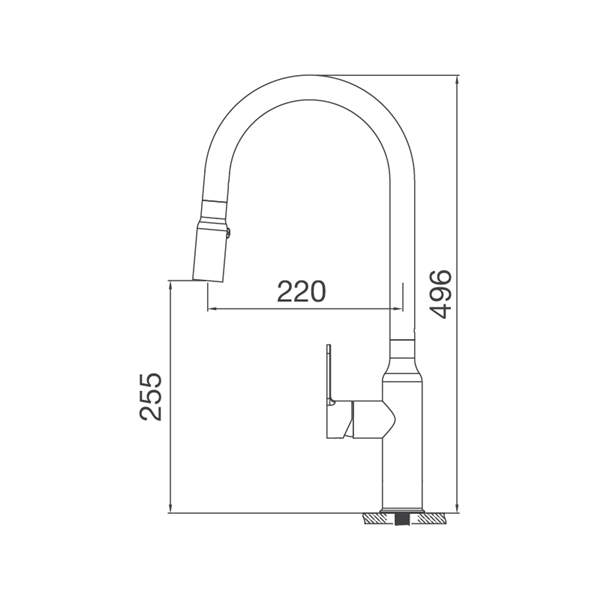 Bản vẽ kích thước vòi rửa chén Malloca K046-S