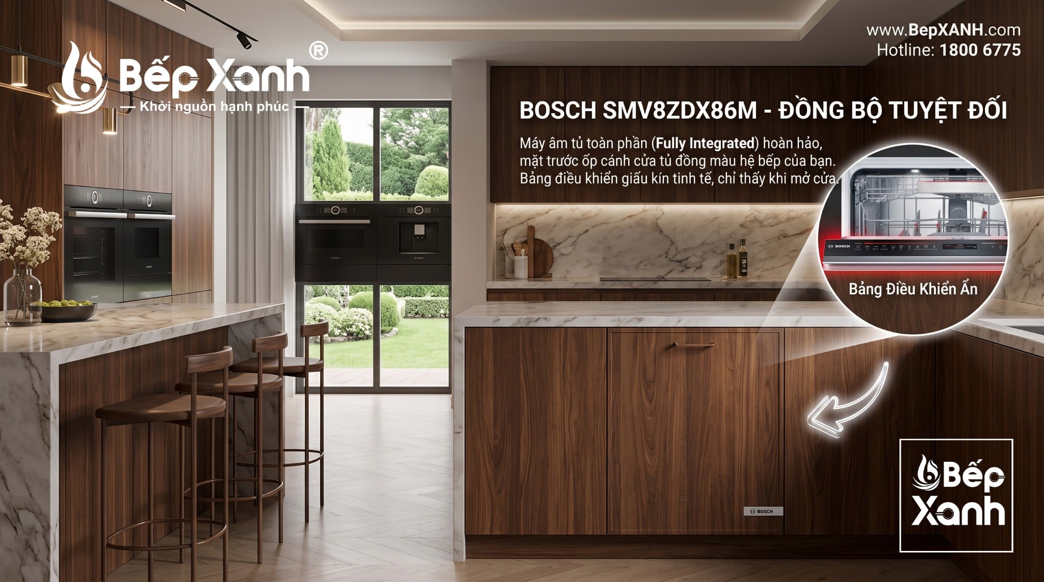 Bosch SMV8ZDX86M thiết kế đồng bộ với căn bếp